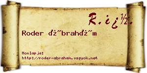Roder Ábrahám névjegykártya